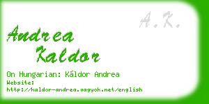 andrea kaldor business card