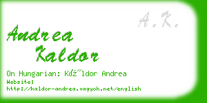 andrea kaldor business card